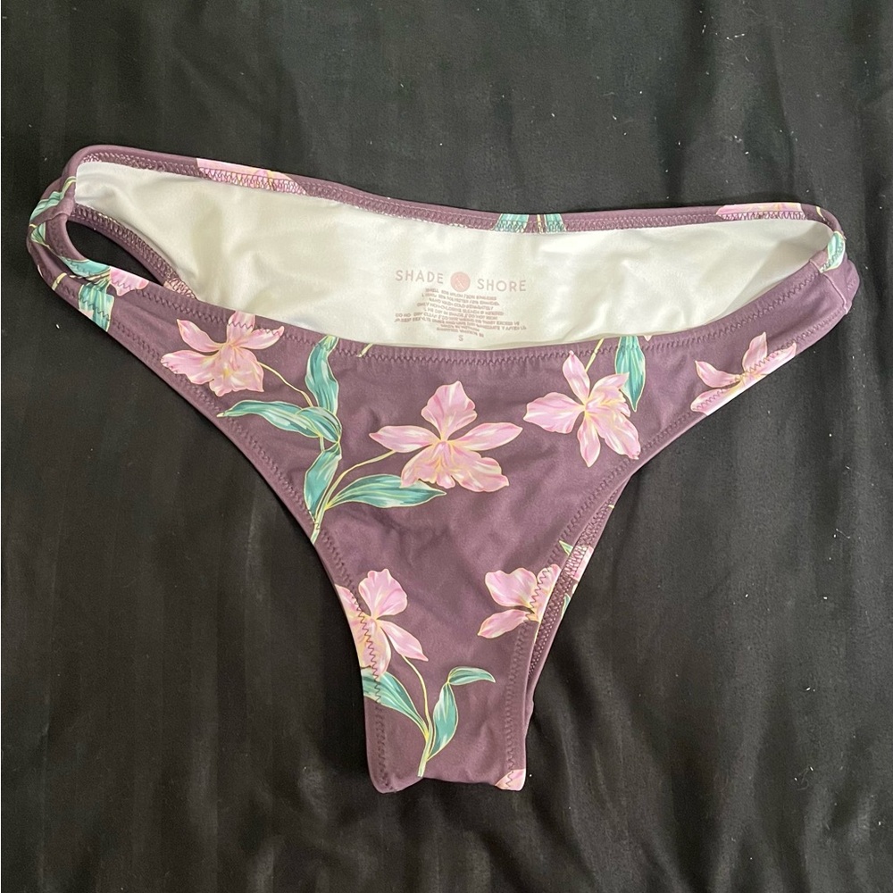 Shade & Shore Purple Floral Bikini Bottoms